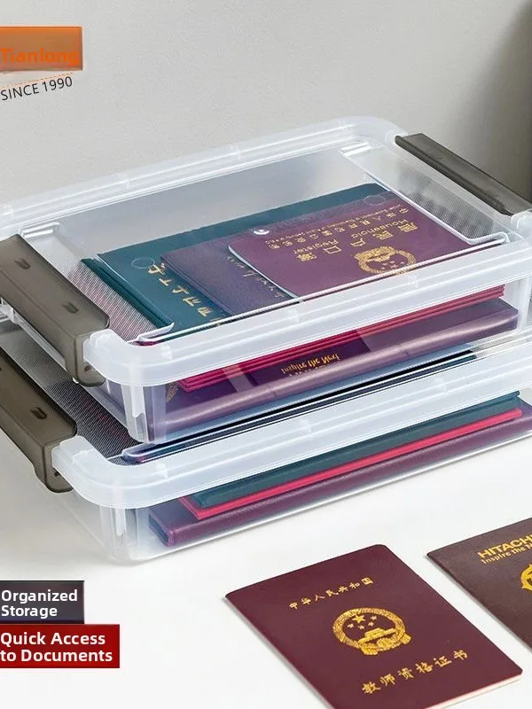 

Citylong Plastic Storage Box Certificate Document File Home Property Household Card Holder Simple Style Rectangular Cover Lid