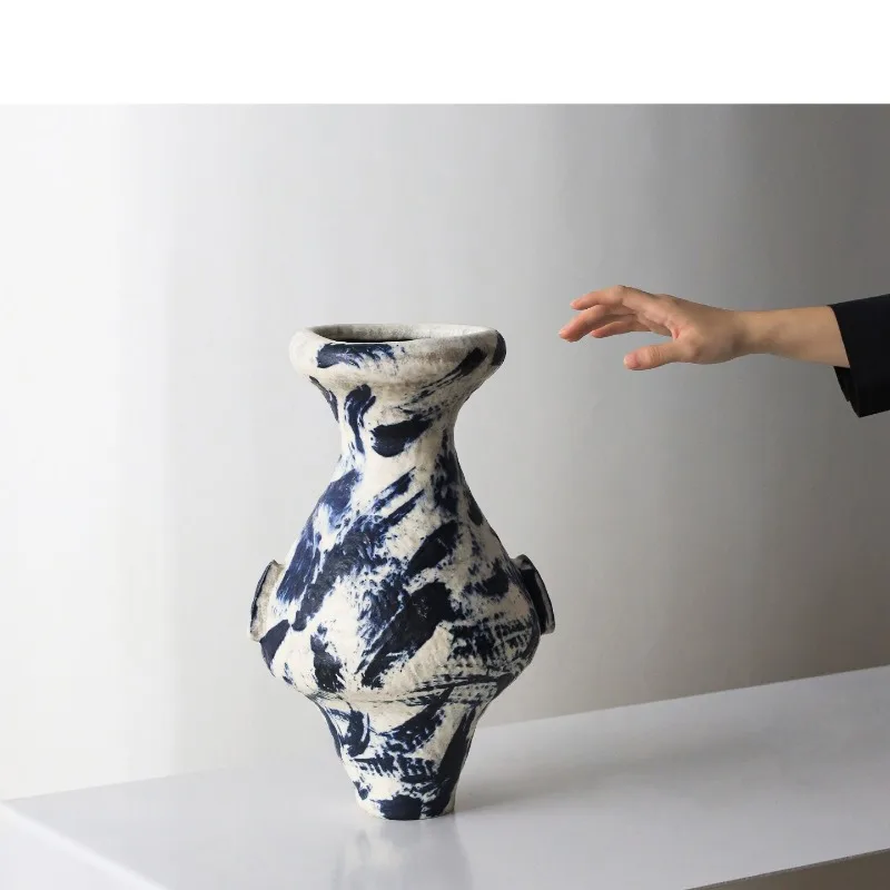 Vase flower arrangement ornament, living room entrance, decorative art sense Chinese flower utensils