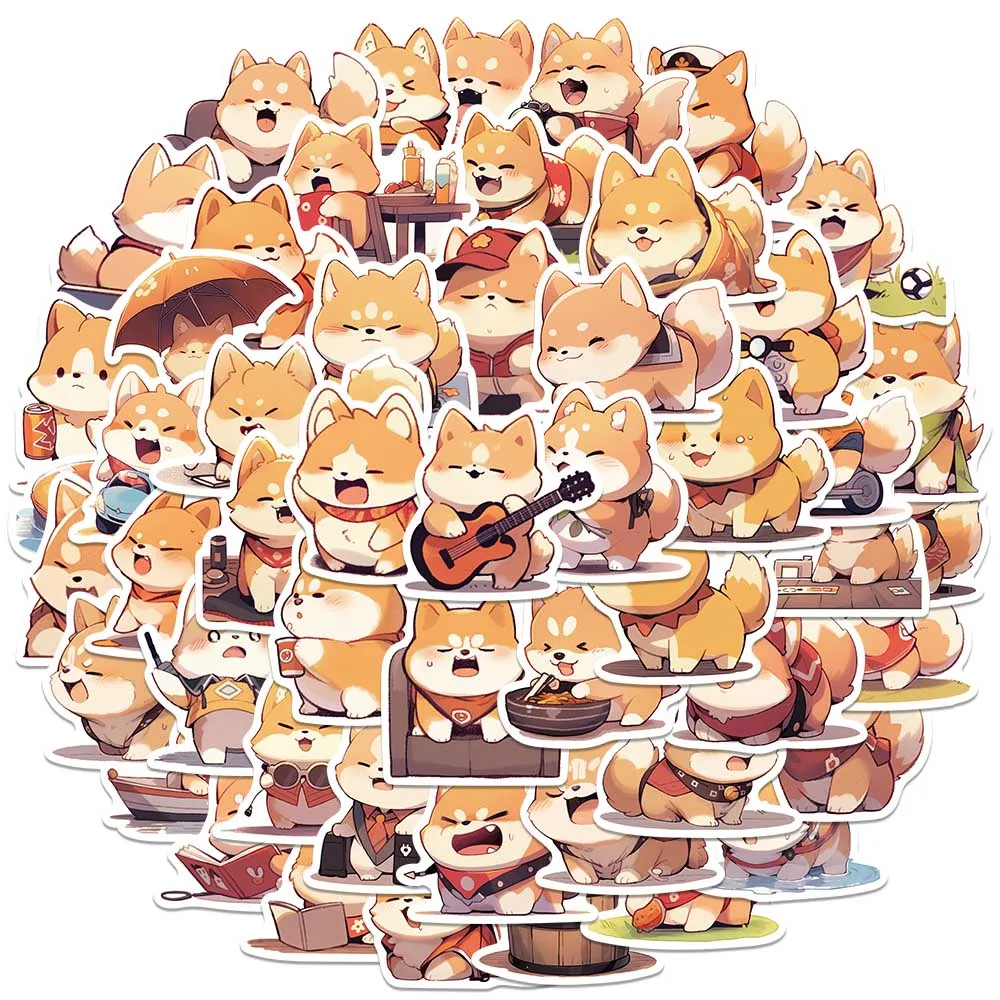 52pcs Cute Shiba Dogs Stickers Cartoon Animals Graffiti Decals For Kids Laptop Luggage Scrapbook Stickers Children Toys Gifts