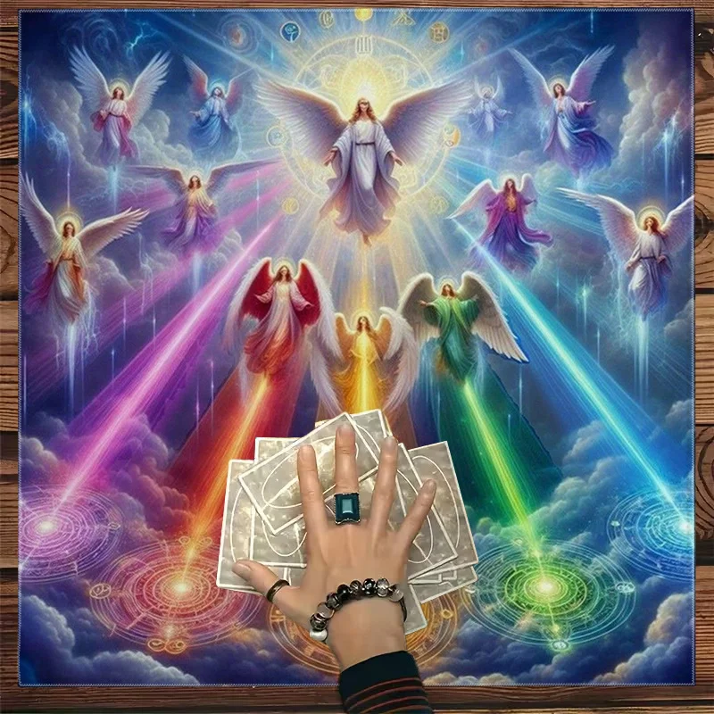 Sacred Angelic Light Rays Crystal Galaxy Tablecloth Spiritual Healing Energy Aura Decor for Mystic Altars