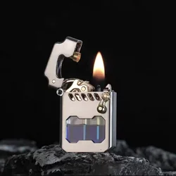 ZORRO Original Windproof Metal Kerosene Lighter Transparent Fuel Tank Creative Retro Flint Oil Lighter Smoking Accessories Gift