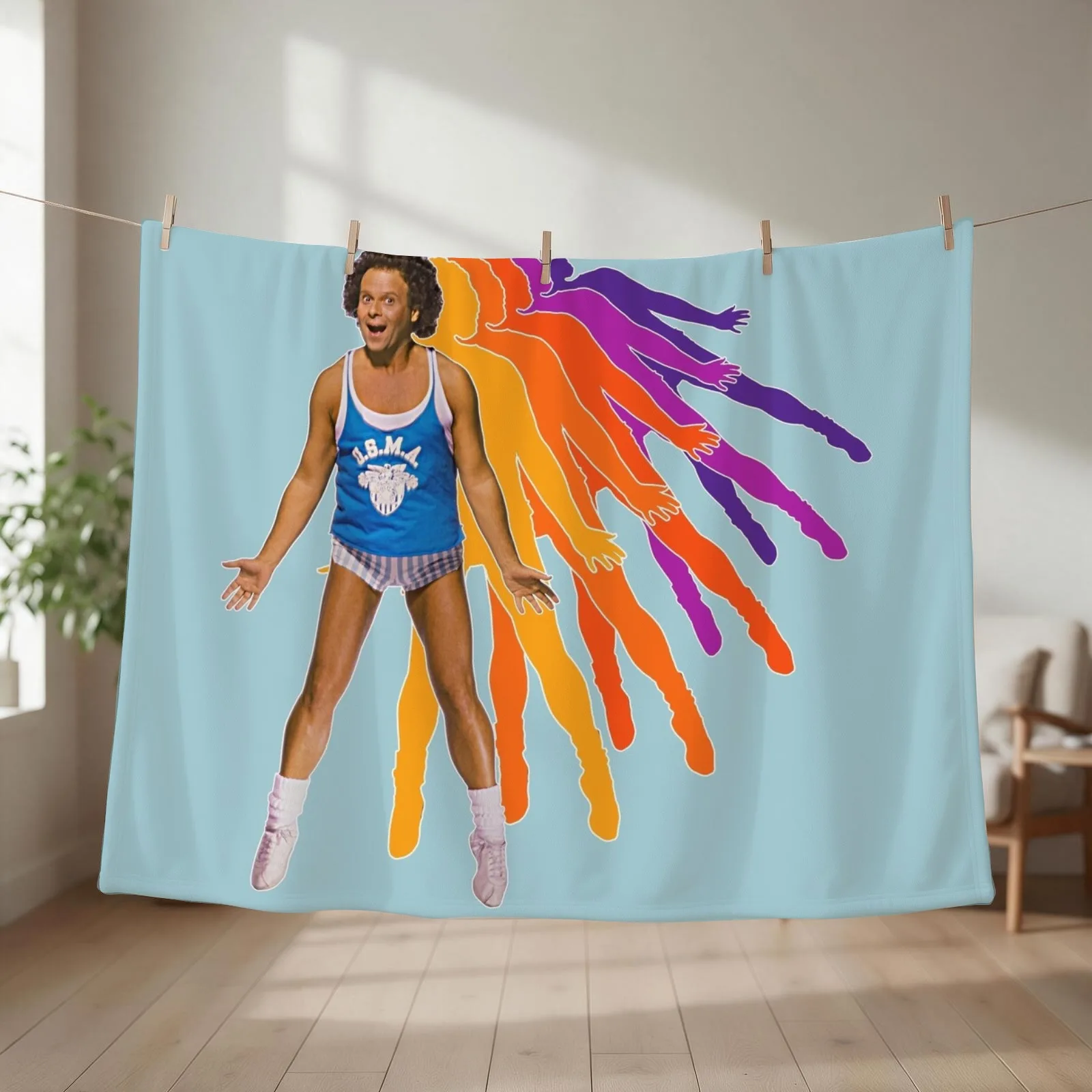 Richard Simmons Retro Style FanArt Design Throw Blanket Plush Flannels Plaid Fashion Sofas Blankets
