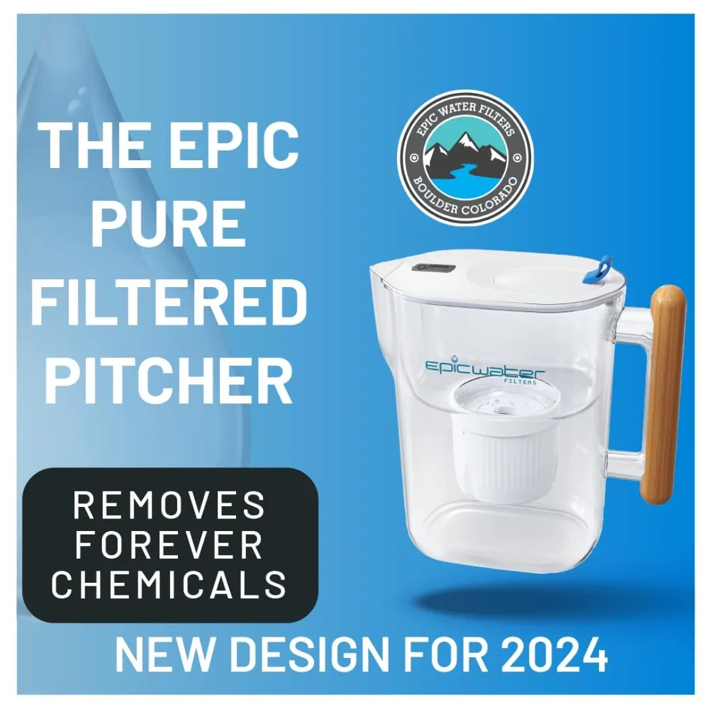 

Upgraded Pure Filter Pitchers for Drinking Water, 10 Cup 150 Gallon Filter, Tritan BPA Free, Removes Fluoride, Chlorine, Lead