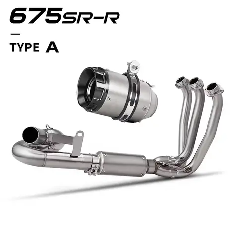 universal Full Exhaust System slip-on Motorcycle Exhaust Muffler Exhaust Escape Front Link Pipe for 675SR 675R 675NK 675SRR
