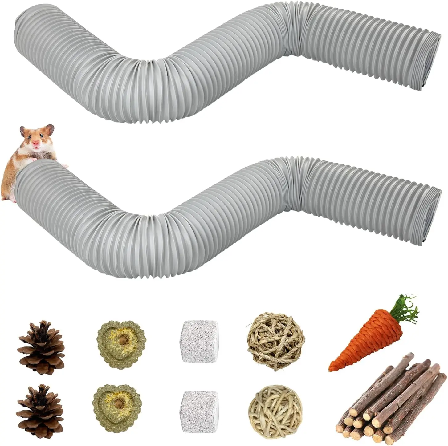 

Складные пластиковые тоннели для хомяков с игрушками для грызения, набор из 19 предметов, аксессуары для мелких животных: морских свинок, мышей, крыс