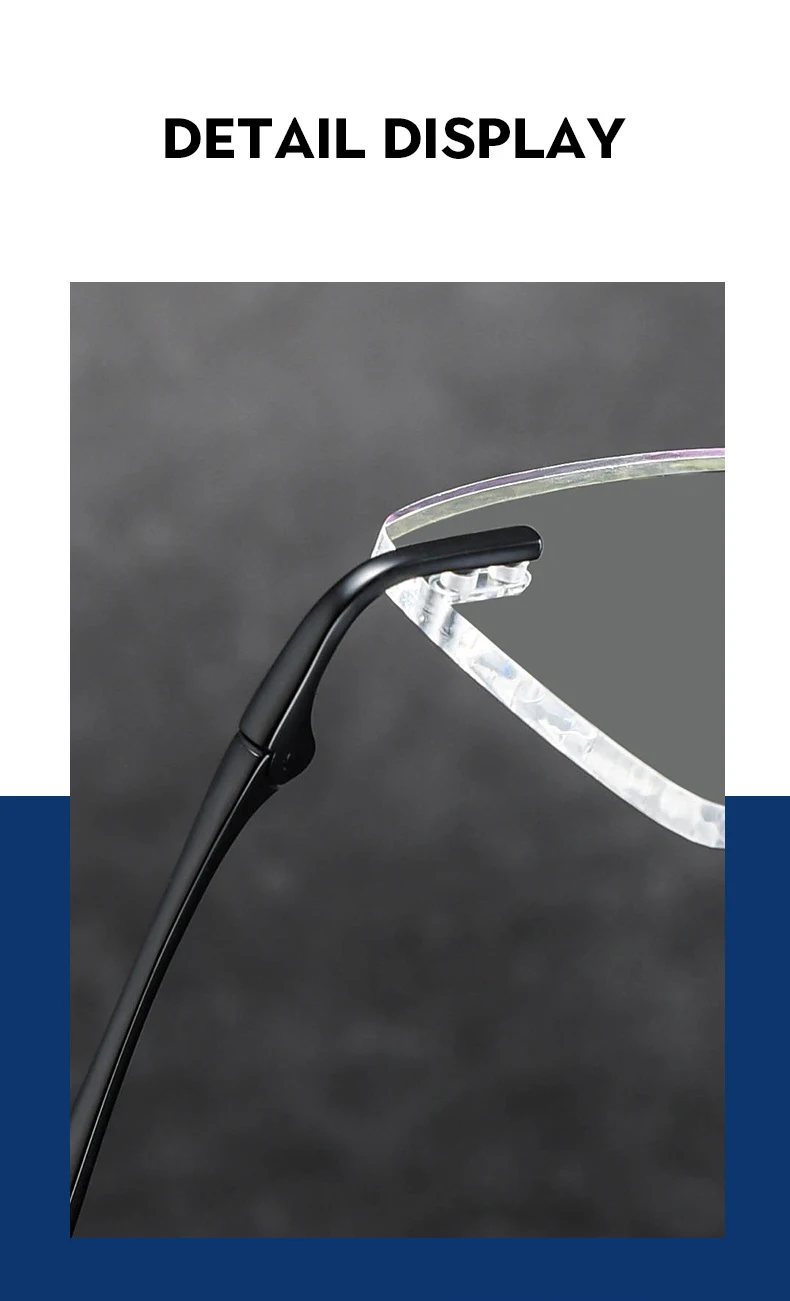 Mode randlose Business-Brillen ultraleichte reine Titan Luxus optische verschreibung pflicht ige Brillen Mann Frau große Brille – Detail 3