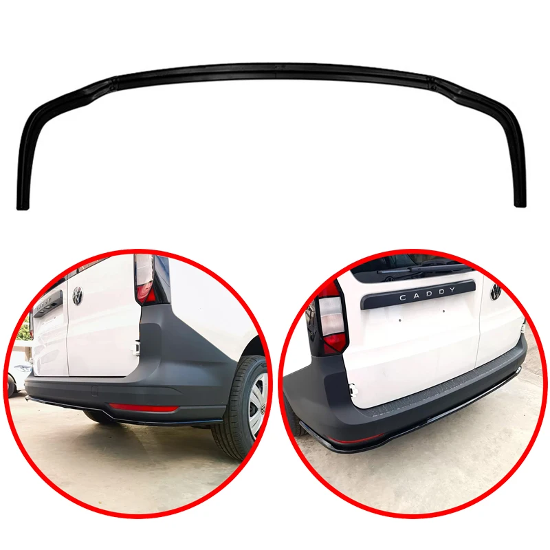 High Quality For VW Volkswagen Caddy Mk5 2021 2022 2023 2024 Car Rear Bumper Lip Spoiler Glossy Black Body KIT