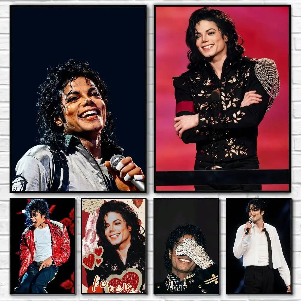 M-Michael Jackson Poster Self-adhesive Art Waterproof Paper Sticker Coffee House Bar Room Wall