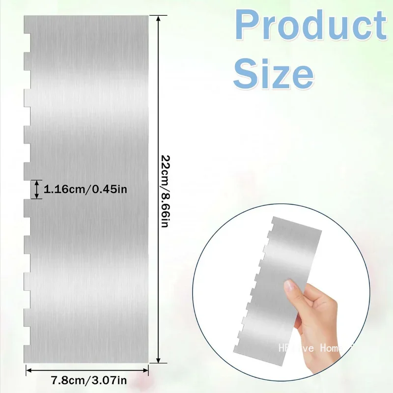 1pcs Stainless Steel Cake Scraper Double Sided Patterned Edge Pastry Comb Smoother Cake Decorating Tools for Mousse Butter Cream