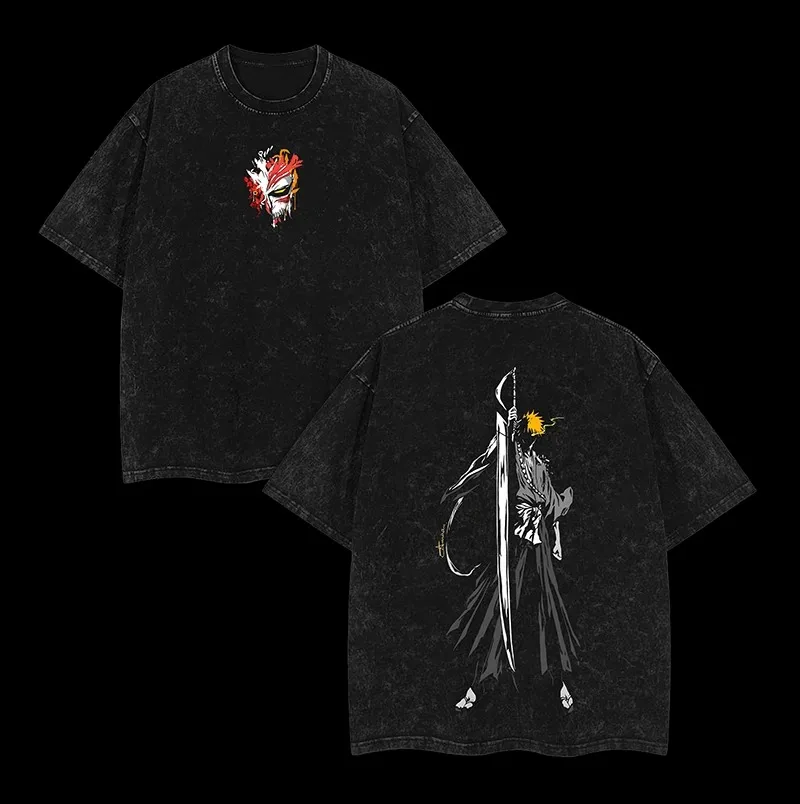 

Bleach Anime Peripherals Graphic Print T-Shirts Men Women Streetwear Washed Vintage New Fashion Washed Retro Fashion hot product