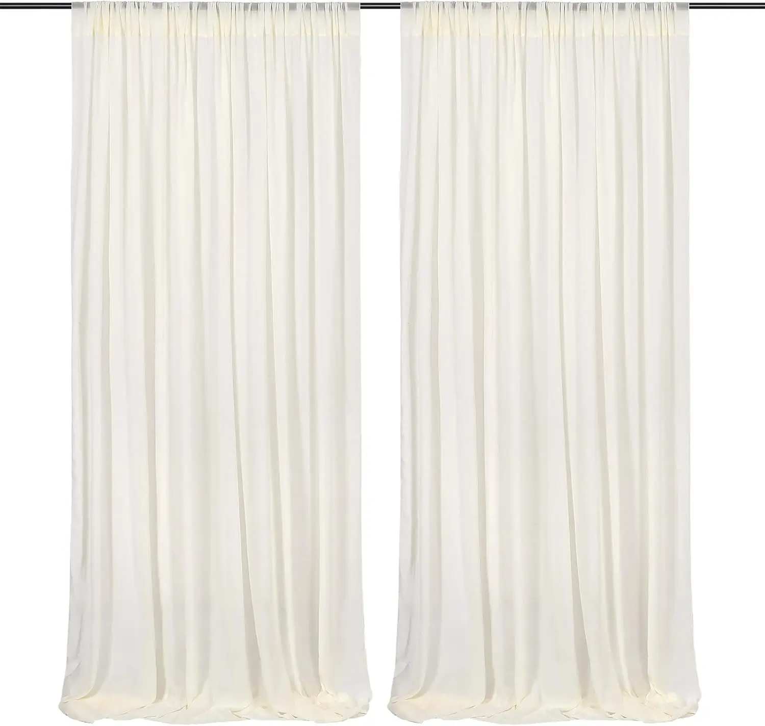 20 ft x 8 ft Chiffon Ivory Backdrop Curtain Panels, 4 Panels Ivory 5 ft x 8 ft Wrinkle Free Chiffon Backdrop Drapes for Wedding,