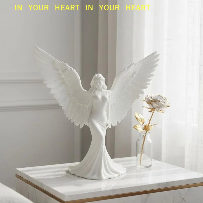 【X】Desktop Angel Goddess Decoration 3D Printed Pure White Wing  Statue for Office Home Spiritual Space view 3