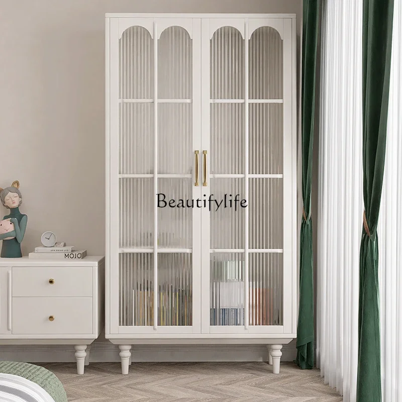 

3French Style Pure Solid Wood Storage Cabinet Simple American Style Large Capacity Storage Bookshelf Figurine