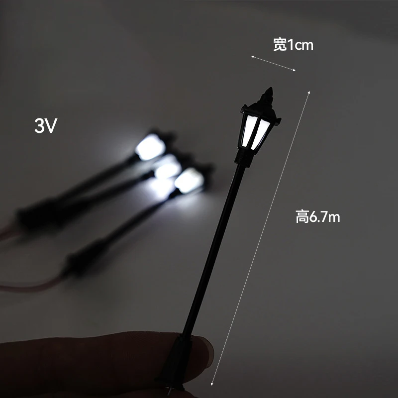 Miniaturowa lampa dziedzińcowa 6,7 cm, 3V LED, zestawy modeli lamp drogowych, materiały do samodzielnego wykonania mikrokrajobrazu, akcesoria do dioramy, 5/10/20 szt.