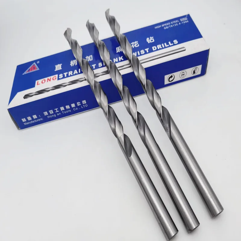 0.5-16mm HSS M2 Hardened Lengthen Drill Bit 60-500mm Extra-long High Speed Steel Straight Shank Twist Drill For Steel Metal Wood