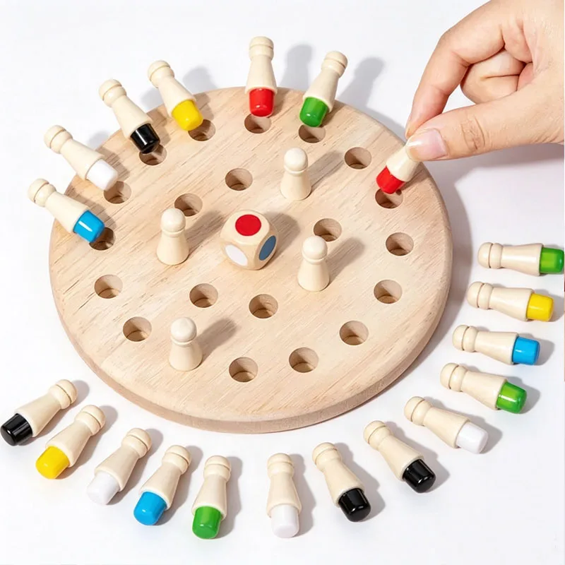 Classic Wooden Memory Chess Matching Game Color Cognitive Training Party Travel Family Games Fun Educational Toy Teenager Adults