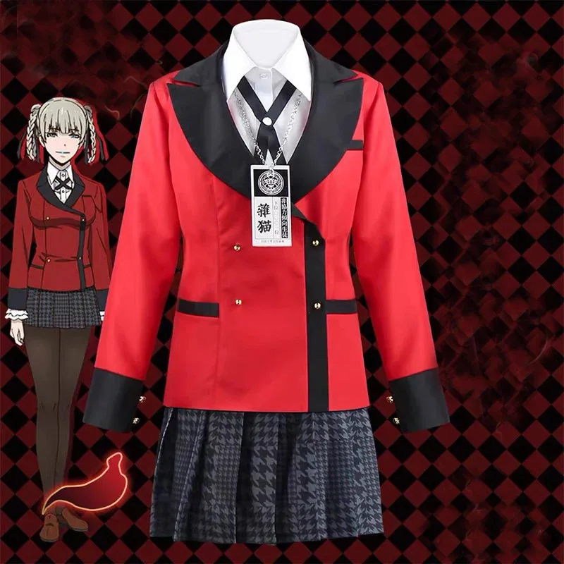 جديد أنيمي Kakegurui كيراري موموبامي تأثيري حلي زي مدرسي الدعاوى أزياء الهالوين شعر مستعار للنساء الفتيات sk;m1