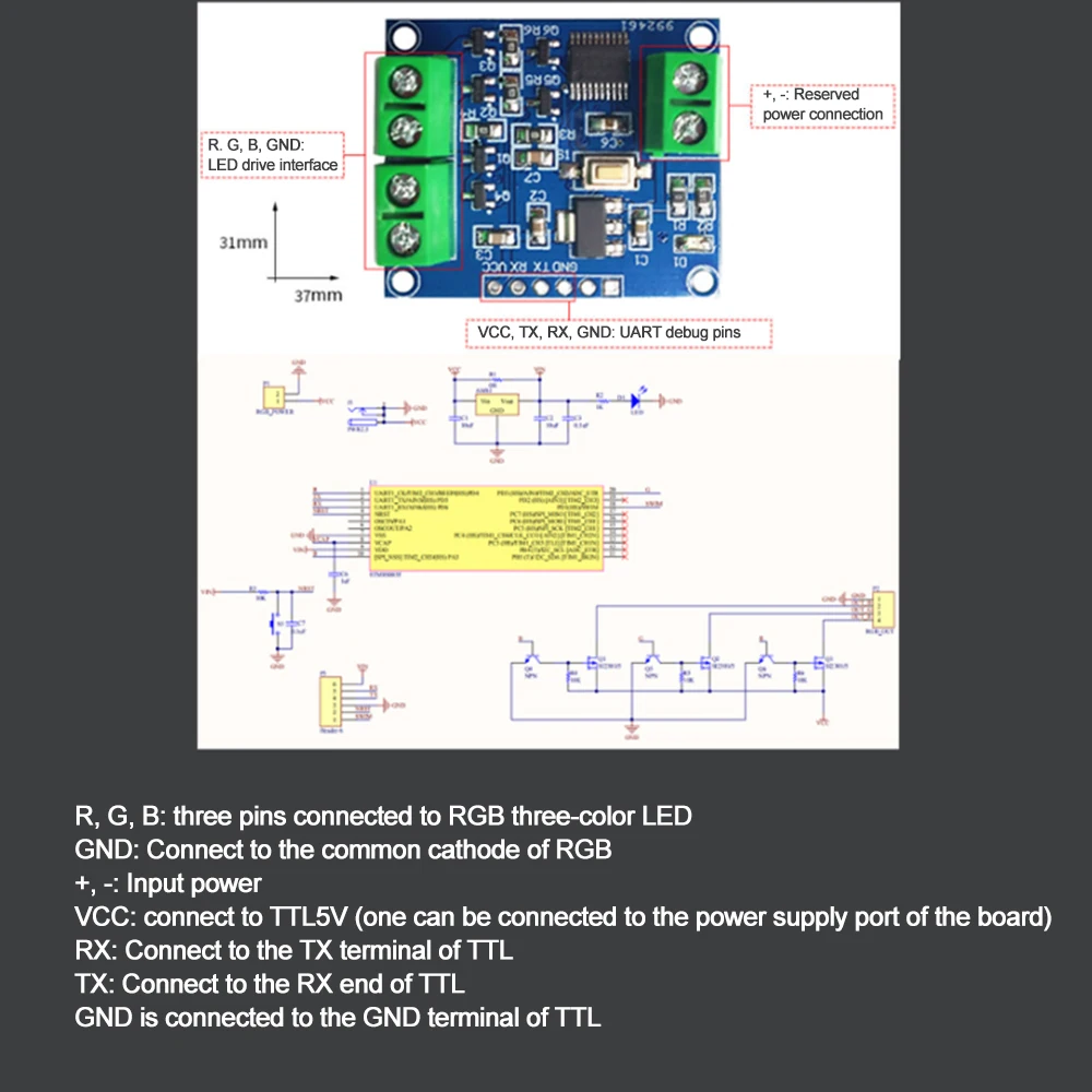 RGB LED Light PWM Control Board Programmable PWM control board for RGB LED light color modulator