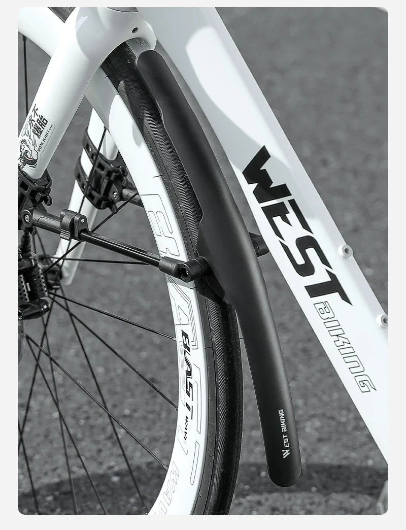 WEST BIKING Schnellspann-Fahrradkotflügel 3,8 cm breit, Doppelstangen-Schutzblech-Set für Rennrad, Gravelbike, Fahrradzubehör für Regenfahrten – Detail 16