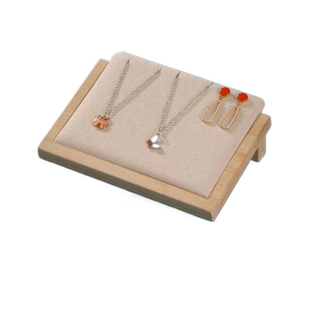 

Durable Beveled Necklaces Display Atand Portable Photography Props Jewelry Collection Rack Wooden Jewelry Display Tray