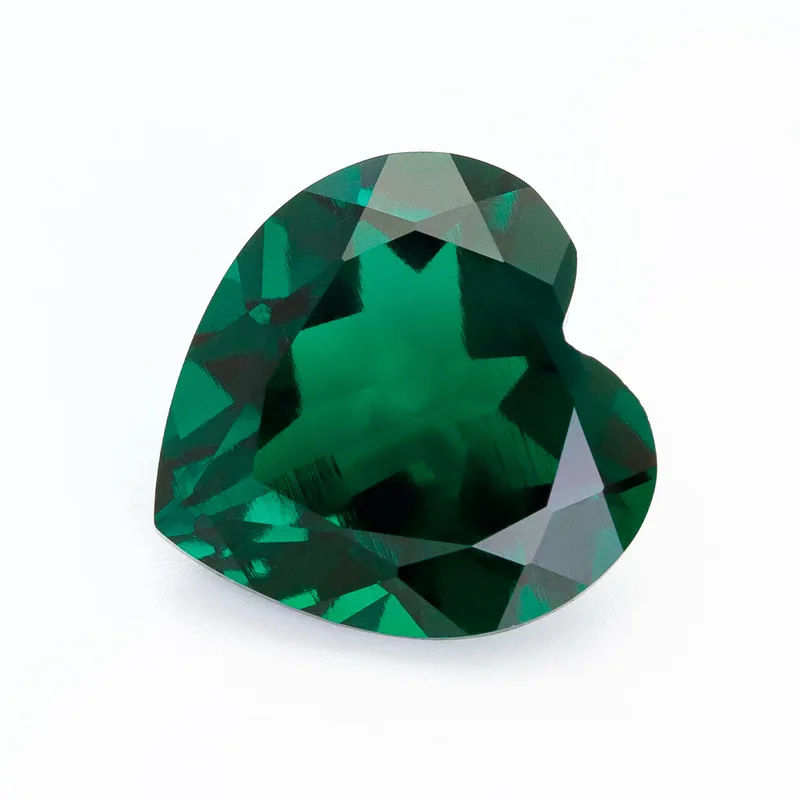 Premium Lab Created Zambian Emeralds Loose Heart Shaped Gemstones for Rings Pendants and Custom Jewelry Fine Quality Heat Treate