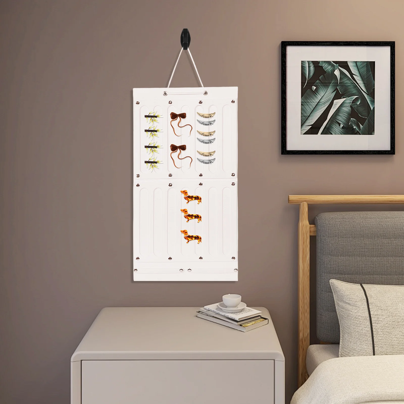 

Hanging Jewelry Organizer Felt Storage Bag for Earrings Necklaces Hair Clips Wall Mounted Decorative Room Space Saving Holder
