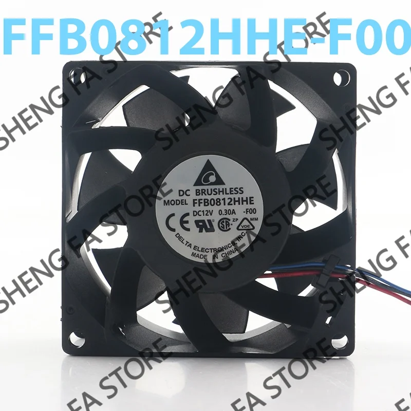AC EC 8038 80X80X38MM 8CM Cooling Fan FFB0812HHE-F00 Delta 5V 24V 48V DC 12V 0.30A PWM Speed Regulation Silent Dual Ball Bearing