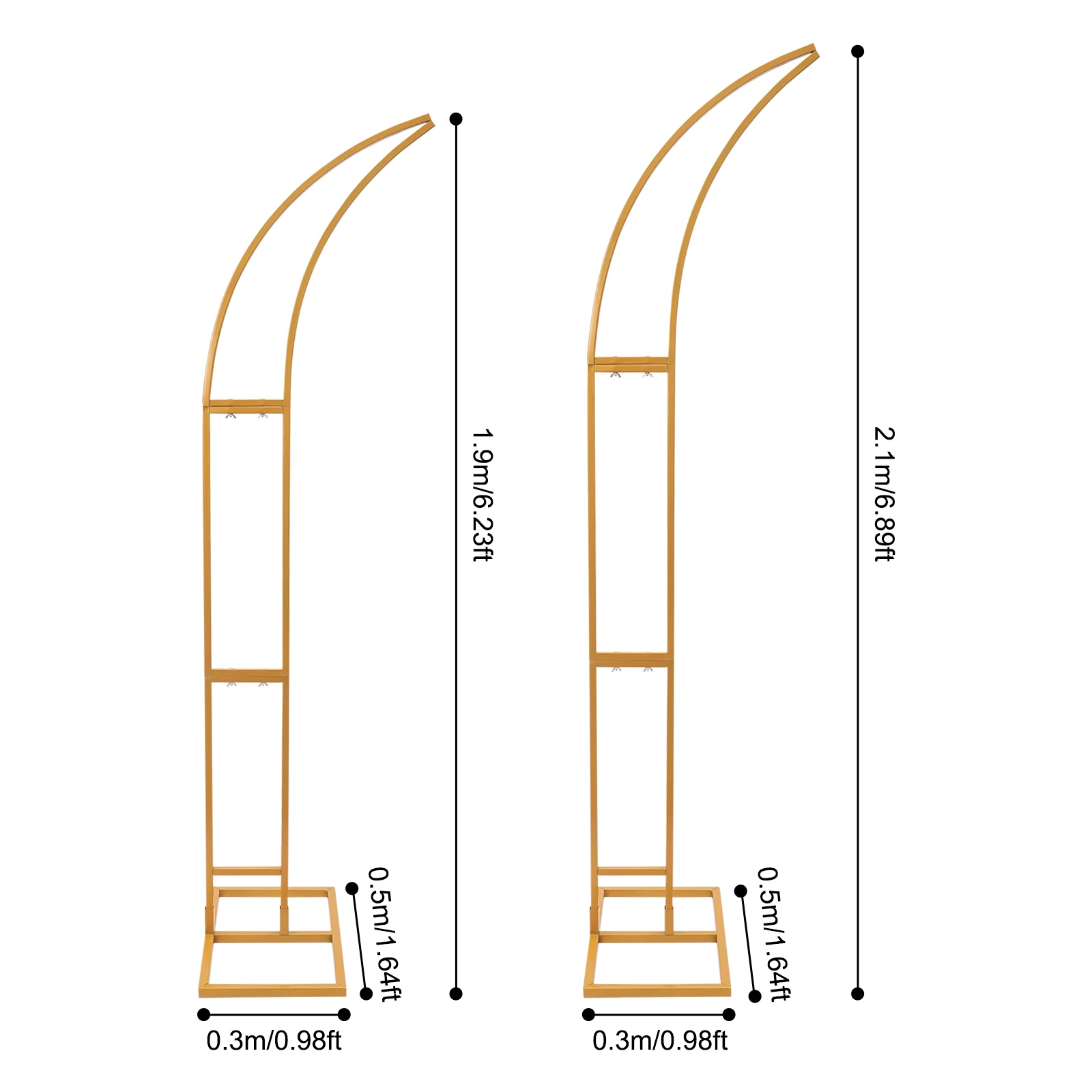 2,1 m 2 STKS Wit/Gouden Bruiloft Gebogen Beugel Gebogen Achtergrond Stand voor Ceremonie Feest Bruiloft