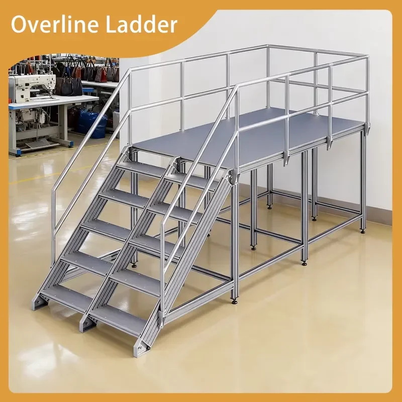 2026 Cleanroom Maintenance Overline Ladder Heavy Aluminum Access Platform with Slip Steps for Equipment