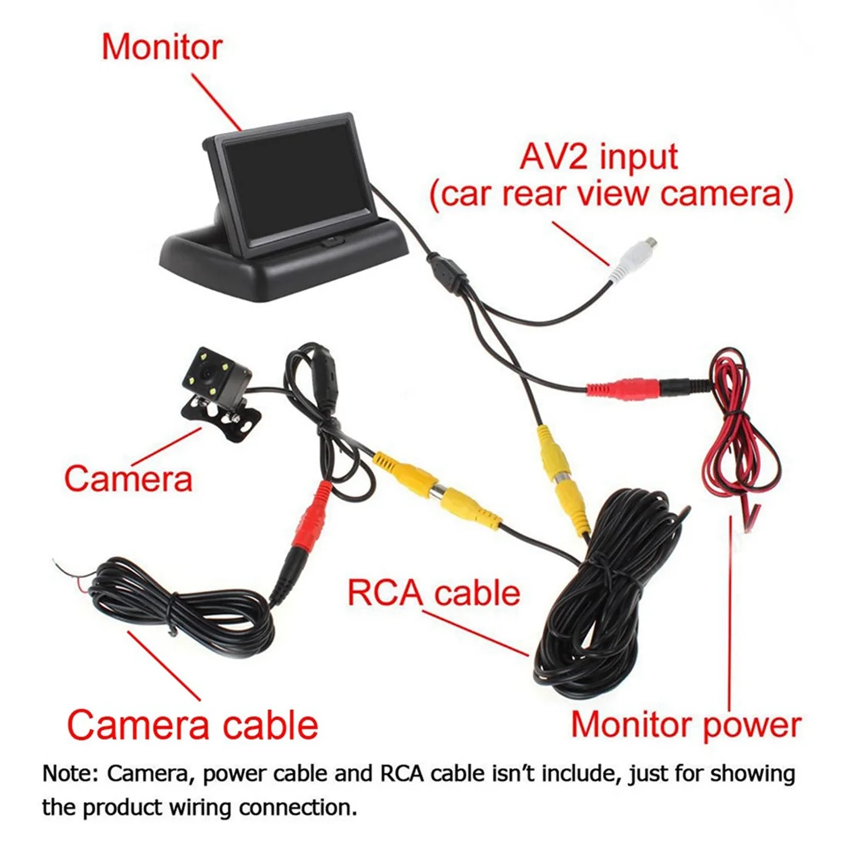 Pantalla de Monitor plegable para coche con entrada de vídeo bidireccional para cámara de visión trasera de vehículo pantalla TFT de 5 pulgadas de respaldo de estacionamiento