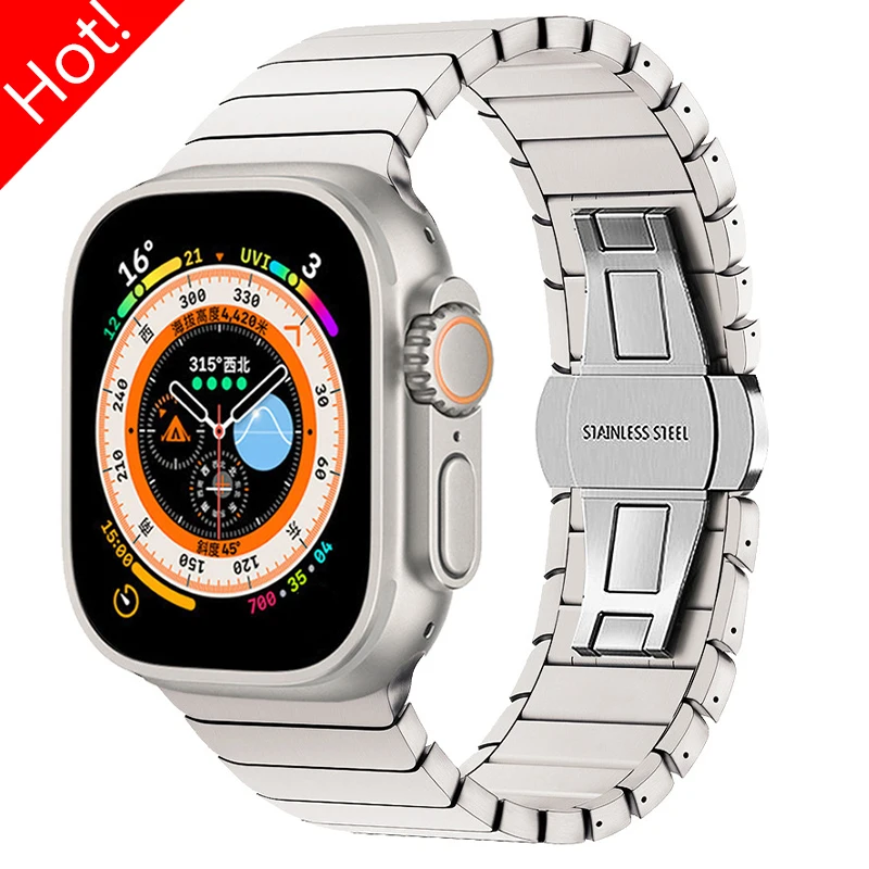 

Ремешок из нержавеющей стали для Apple Watch Band 10 46 мм 42 мм 9 8 7 45 мм 41 мм Браслет с металлическими звеньями IWatch Ultra 2 49 мм 6 SE 5 44 мм 40 мм