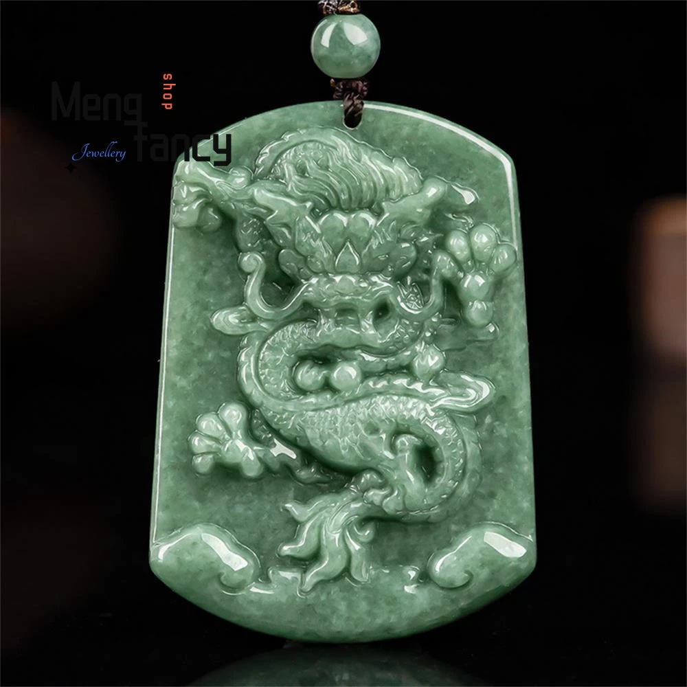 

Natural A-goods Jadeite Bean Seed Domineering Zodiac Dragon Jade Pendant Handicraft Best Selling Fashion Jewelry Holiday Gifts