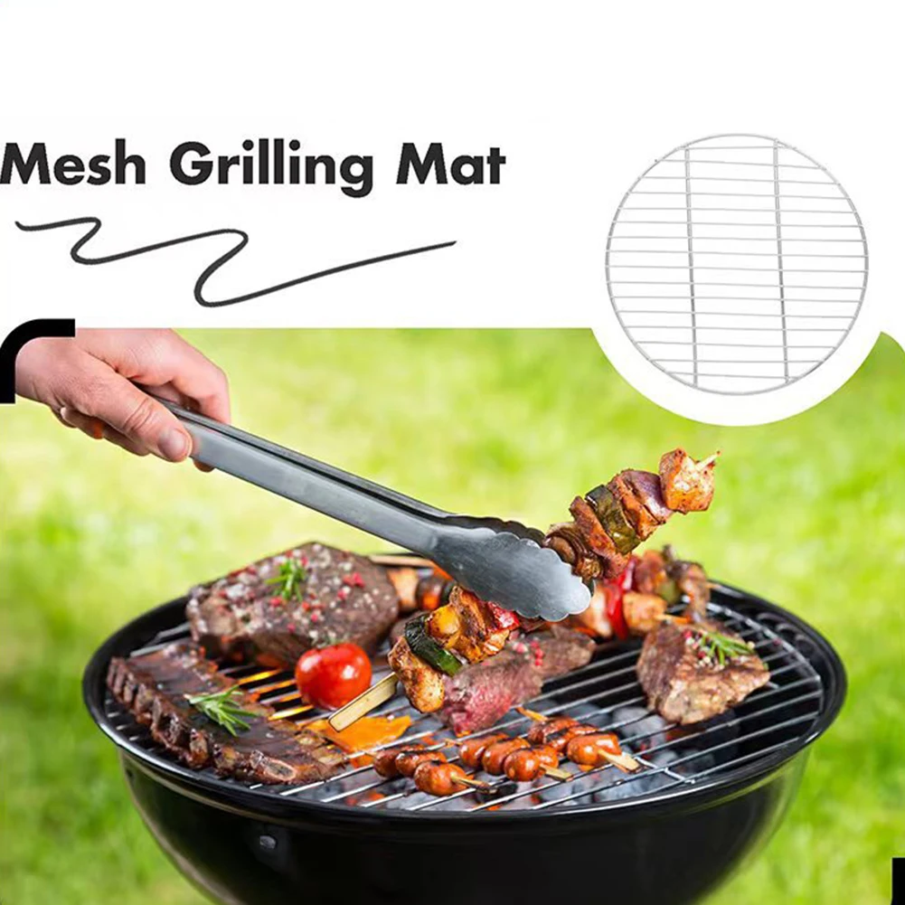

Barbecue Net 43cm/16.9in Stainless Steel Round Grid Net Baking Tray BBQ Grid For Picnic Grill Mat Net Outdoor Kitchen Tools
