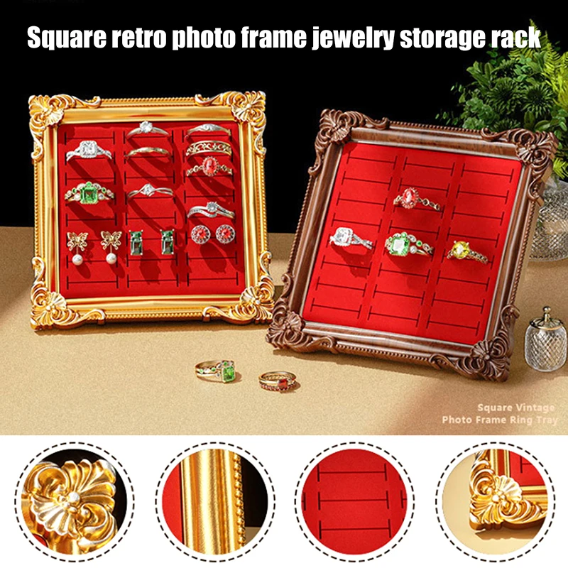 

1PC Vintage Jewelry Display Rack, European-style Photo Frame, Ring And Jewelry Storage Tray, Dressing Table Display Ornaments