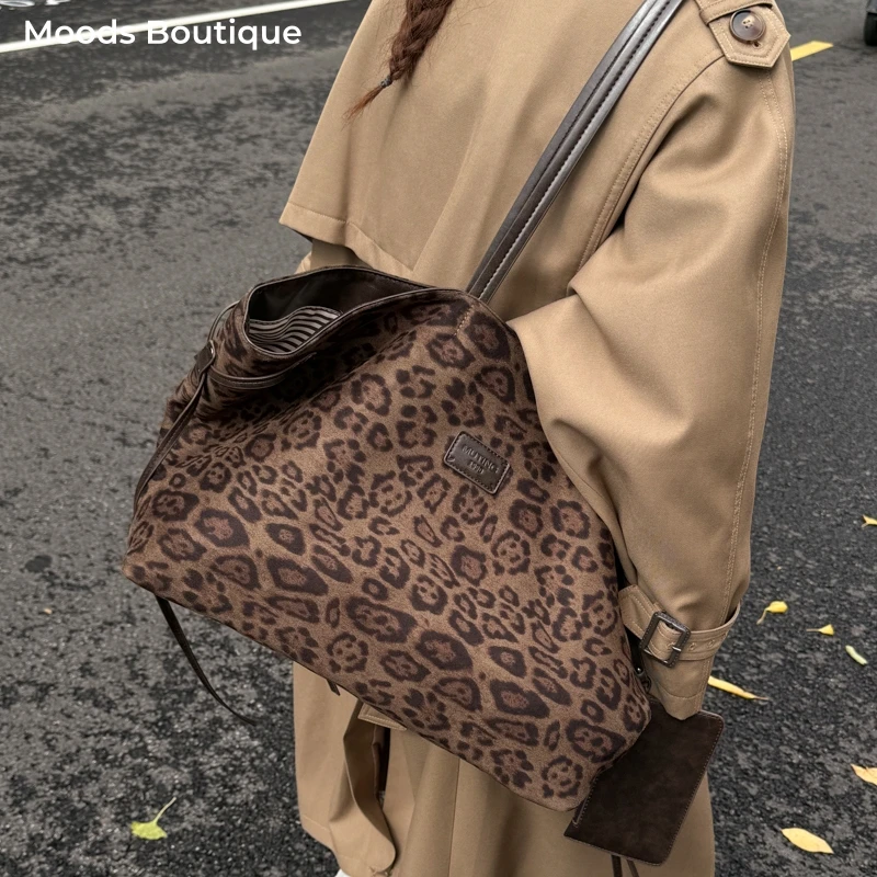 

MOODS Oversized Tote Bag Set For Women 2025 Winter New Leopard Print 2-IN-1 Large Capacity Shopper Shoulder Bag With Small Pouch