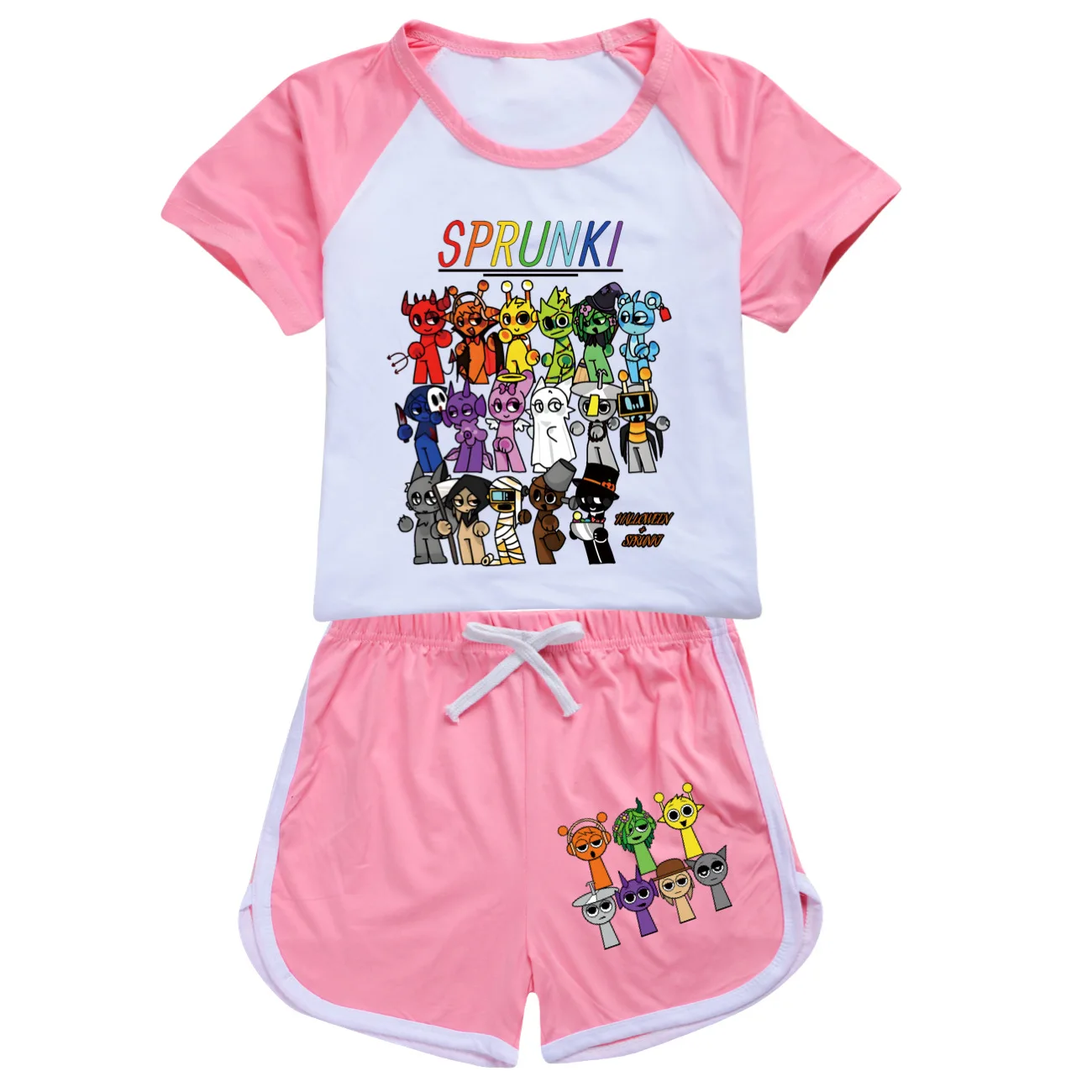 Cute Sprunki Cartoon Clothes Kids 2025 Summer Pajama Sets Baby Girls Short Sleeve T Shirt+Shorts 2pcs Set Toddler Boys Nightwear