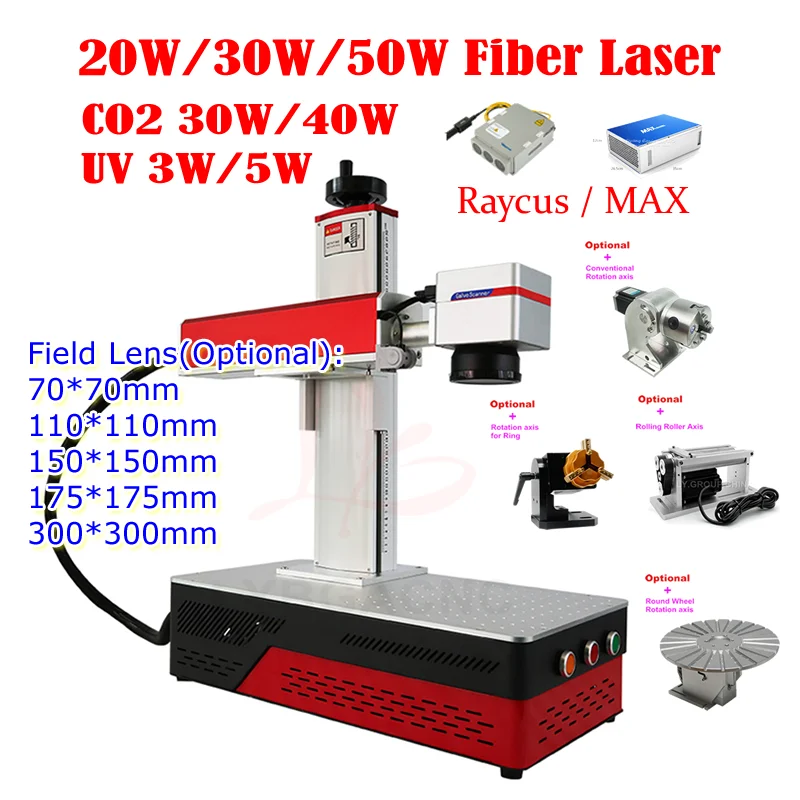 LY Desktop Mini Fiber Laser Marking Machine Upgrade Rotation Axis Rolling Roller Axis 20W 30W 50W  Metal Engraving Machine