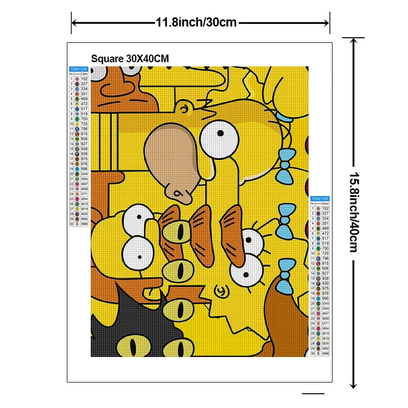 Handmade DIY American animated square diamond painting kit, Simpson family cross stitch diamond mosaic home decoration