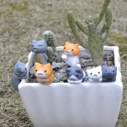 New 6Pcs/Set Cartoon Lucky Cat Home Office Garden Bonsai Decorations Miniatures Gift Lovely Micro Landscape Kitten Craft