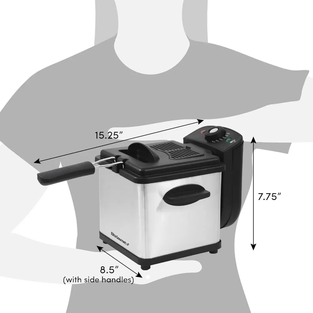 Электрический 1,5 Qt./Фритюрница с масляной вместимостью 6 чашек, регулируемая температура, съемная корзина из нержавеющей стали