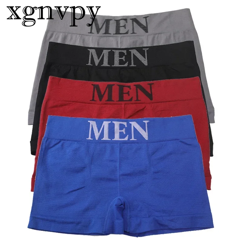 Xgnvpy       Men's Lingerie: Mid-Waist Boxers, Breathable & Comfortable. Trendy Black/Blue Shorts, Sexy Underwear