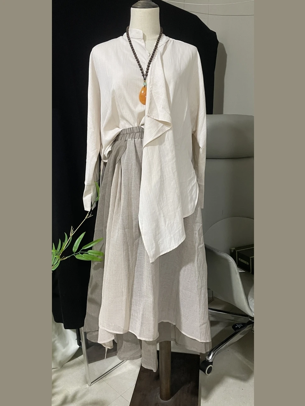 

Lightweight Linen Cotton Spring Summer Original Artistic Women's irt n Zen Unusual Skirt Long A-Line Midi Skirt