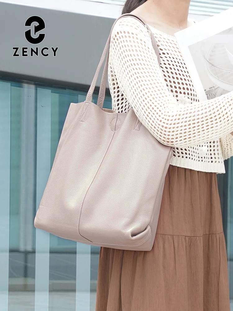 Zency Women's Large Capacity Handbag Natural Leather Shoulder Bag Designer Cowhide A4 Work Bag Shopper Underarm Bag Totes 2026