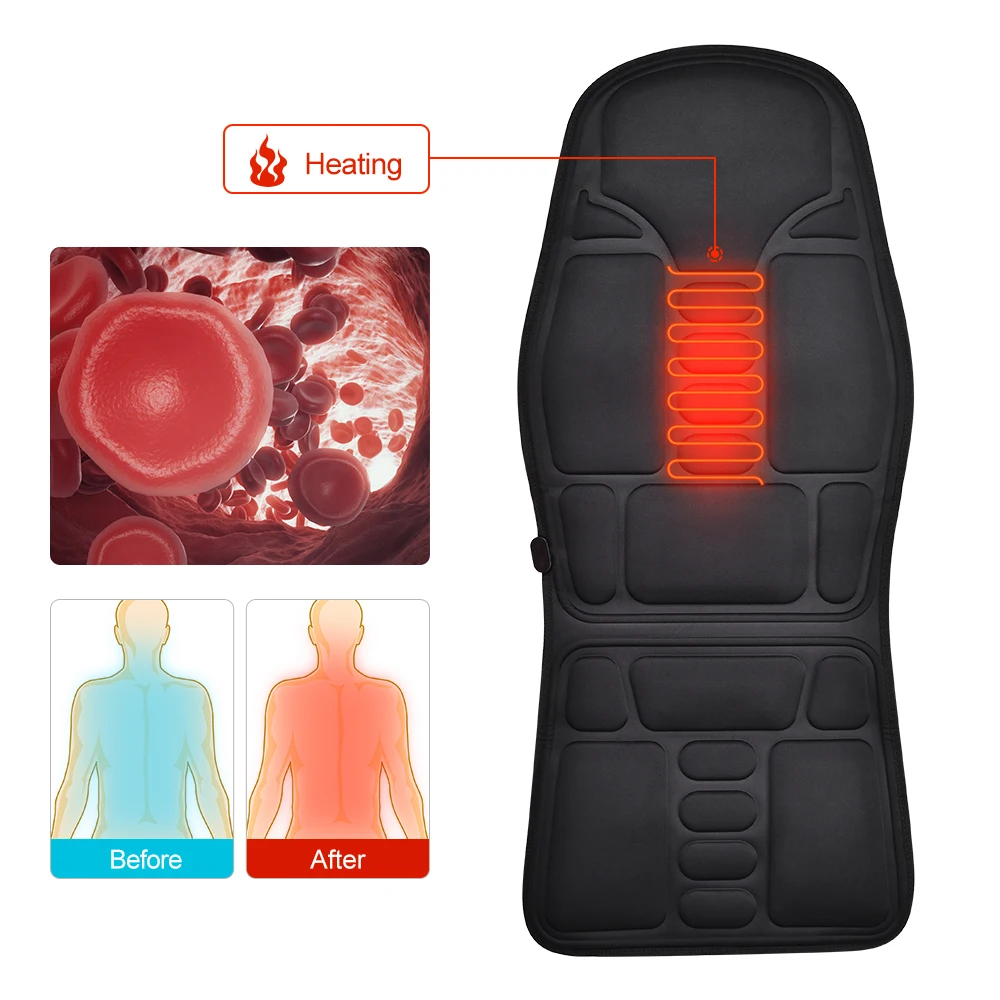 Massage Chair Pad Electric Heating Vibrating Cervical Neck Back Cushion Muscle Relax For Car Home Lumbar Mattress Fatigue Relief