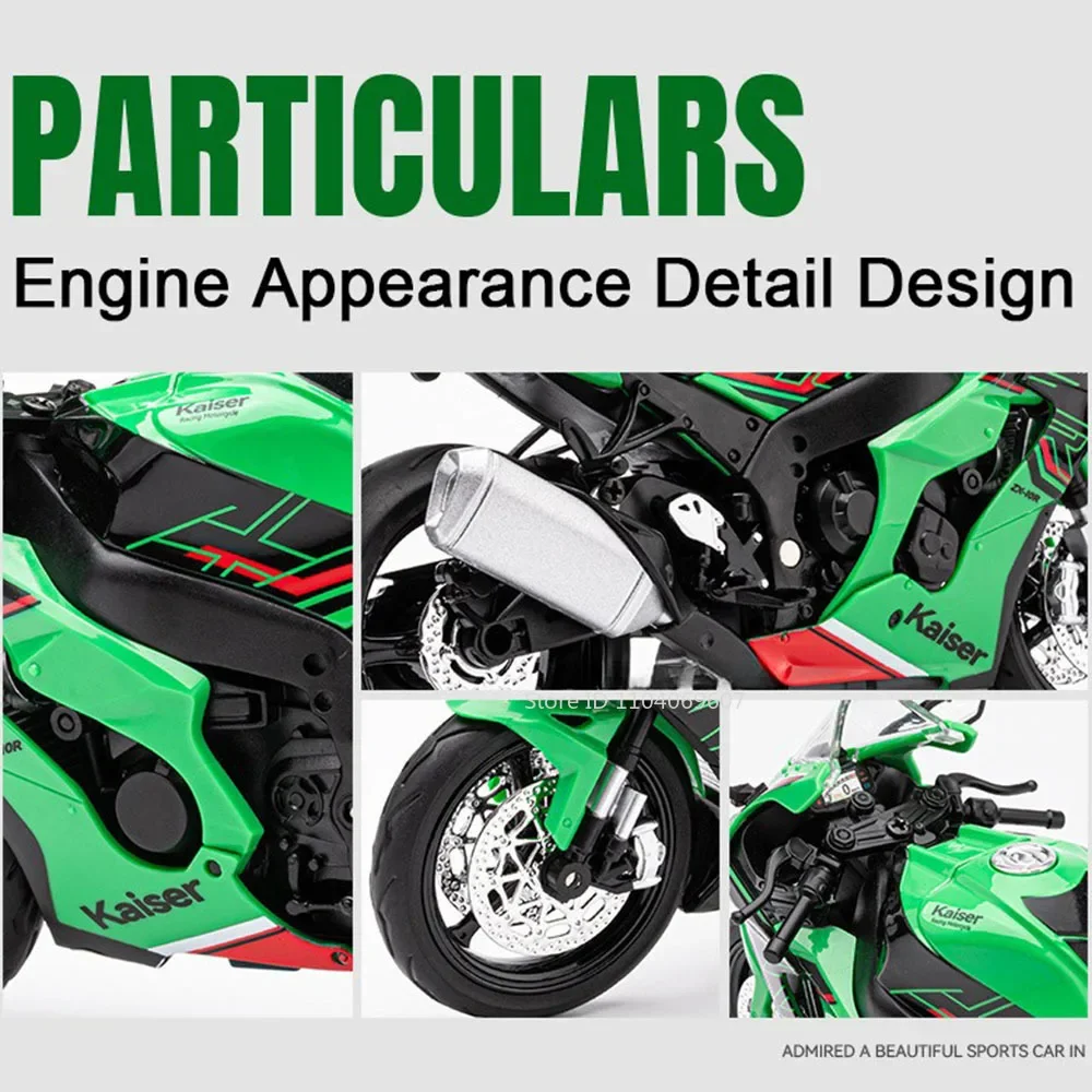 รถจักรยานยนต์1:12นินจา ZX-10R รถของเล่นโมเดลรถโลหะดูดซับเสียงแรงกระแทกมอเตอร์แข่งรถเครื่องประดับสำหรับเด็ก