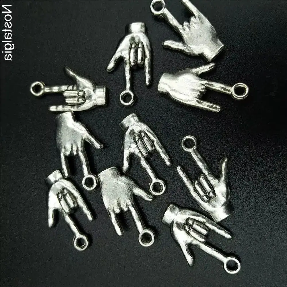 30Pcs Charm I love you gesture Sign Language pendant 23*13mm Antique Handmade Jewelry Making DIY Alloy accessories