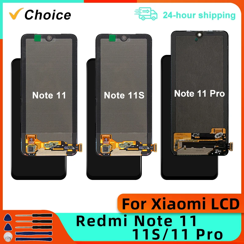 AMOLED For Xiaomi Redmi Note 11 4G LCD 2201117TG Touch Screen Repair Parts Digitizer For Redmi Note 11 Pro 2201116TG Display