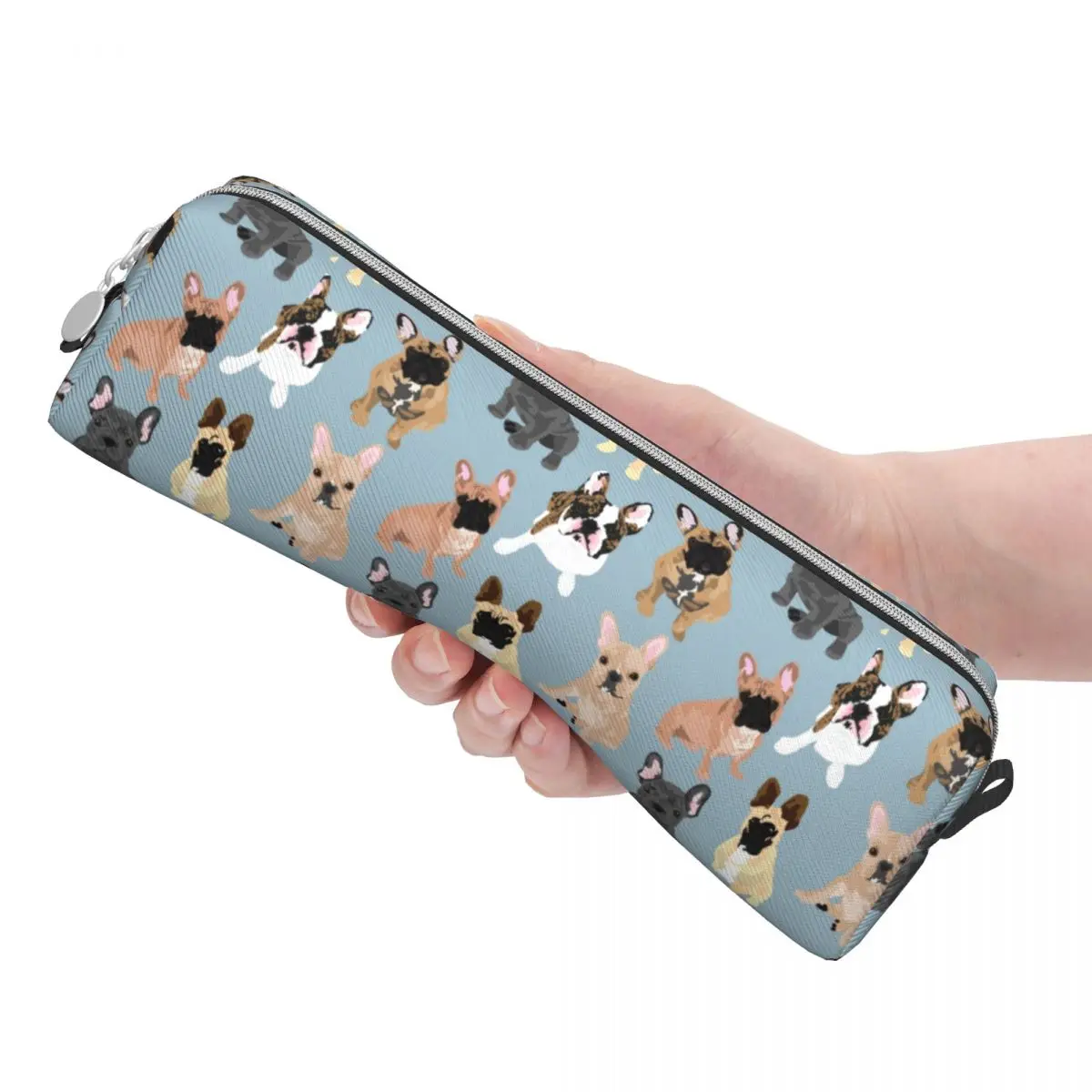 Cute Brindle Frenchie Puppy Pencil Case Animal College Pencil Pouch Girls Boys Aesthetic School Pencil Cases Graphic Supplies