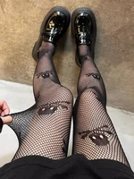 Collants Punk gothique à motif de crâne pour femmes, bas fins et transparents en maille ajourée, bas en résille de Style japonais JK Lolita 6