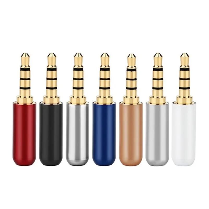 Audio Jack 3.5mm 4 Pole Earphone Connector 3.5 mm Headphone Plug Microphone Connectors Soldering Speaker Wire Multi Color